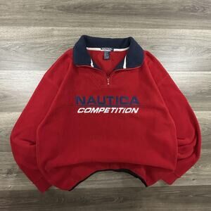 Vintage Nautica Competition Jacket Mens XL Fleece Pullover 1/4 Zip Nautech 90s